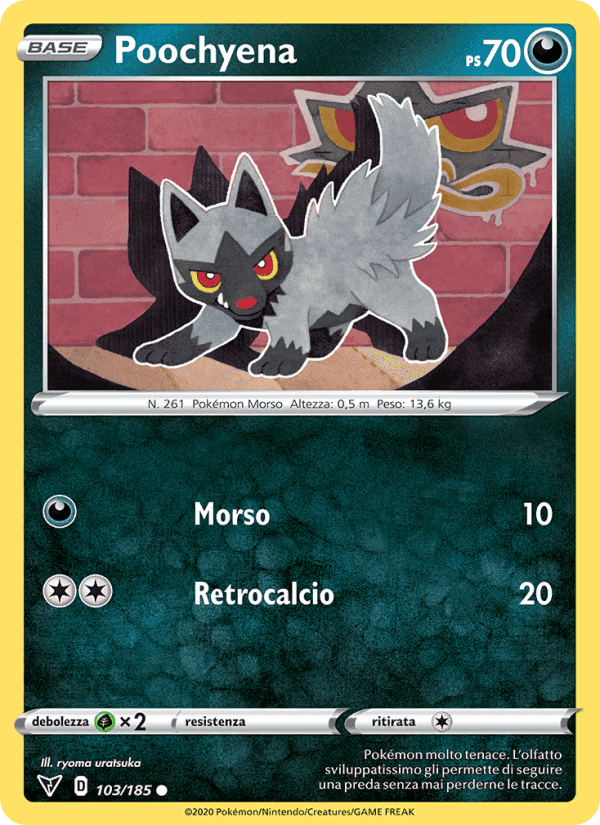Poochyena, carta 103 di Voltaggio Sfolgorante