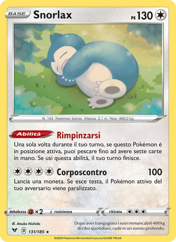 Snorlax, carta 131 di Voltaggio Sfolgorante