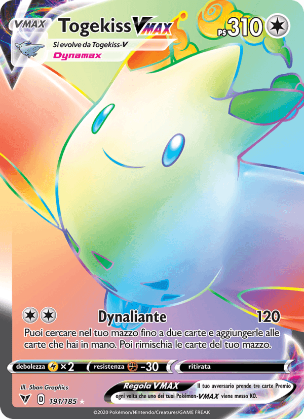Togekiss VMAX, carta 191 di Voltaggio Sfolgorante