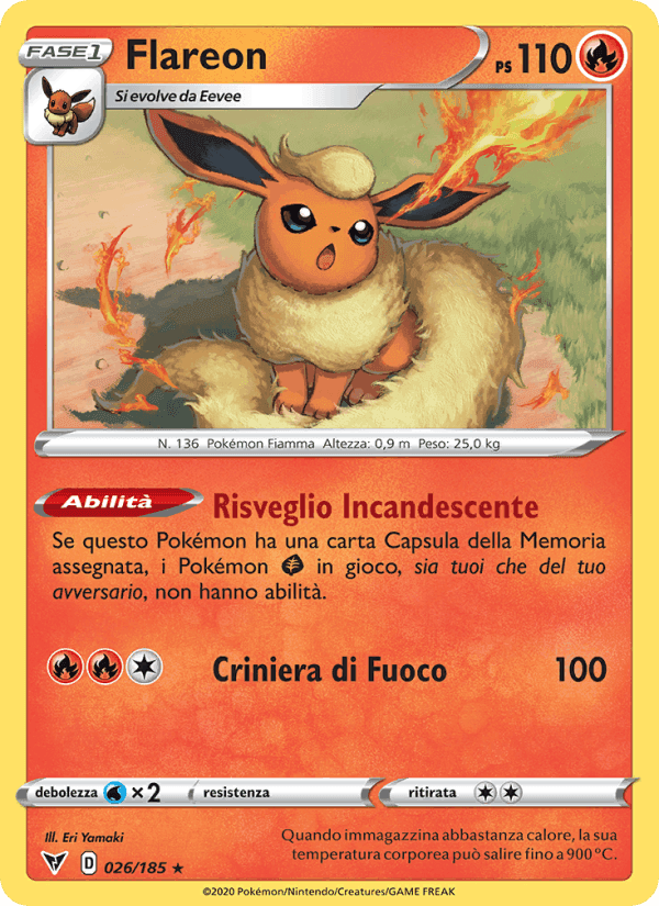 Flareon, carta 26 di Voltaggio Sfolgorante