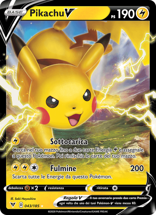 Pikachu V, carta 43 de Voltaggio Sfolgorante