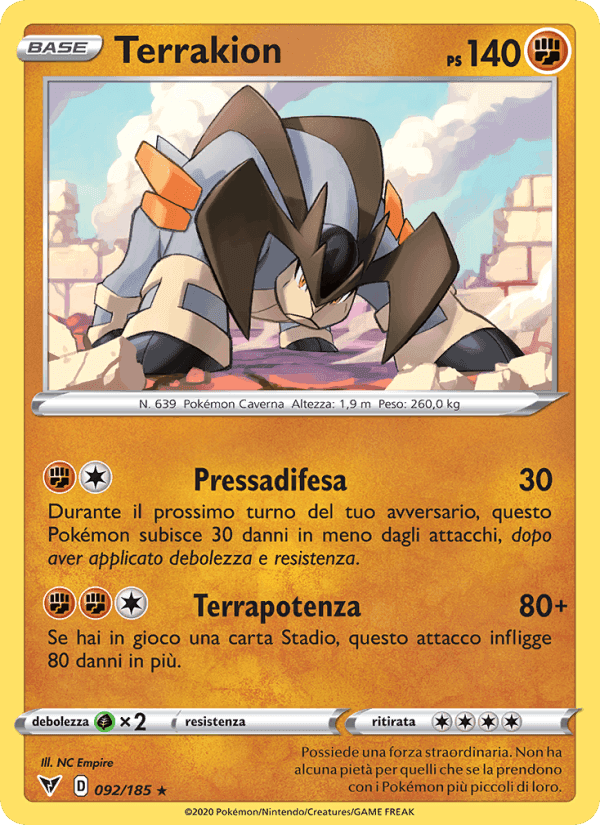 Terrakion, carta 92 di Voltaggio Sfolgorante