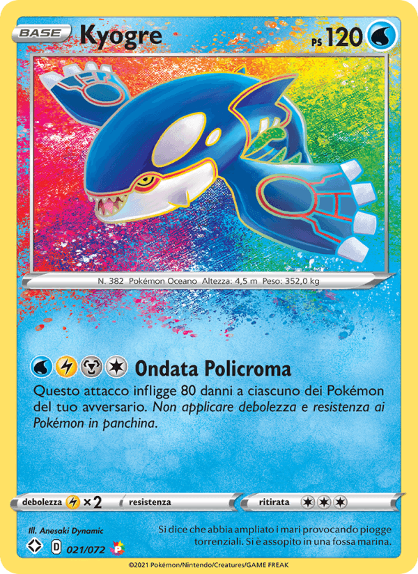 Kyogre, carta 21 de Destino Splendente