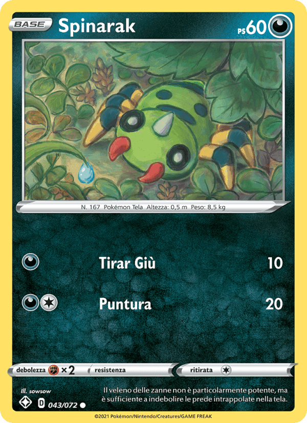 Spinarak, carte 43 de Destino Splendente