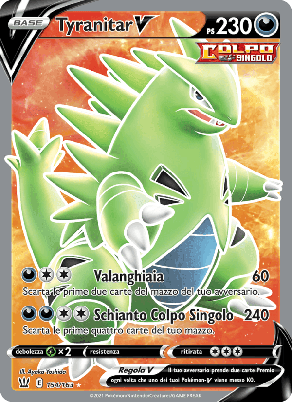 Tyranitar V, carta 154 de Stili di Lotta