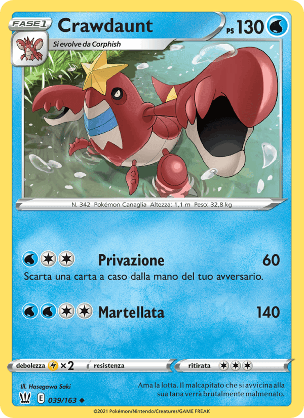 Crawdaunt, card 39 from Stili di Lotta