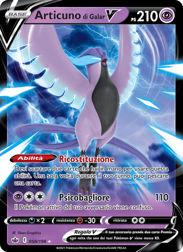 Articuno di Galar V, carta 58 di Regno Glaciale