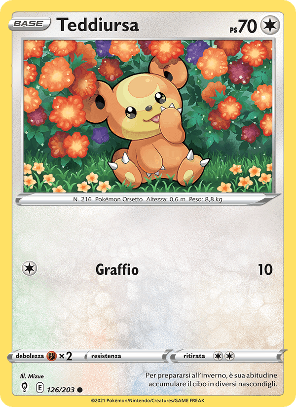 Teddiursa, card 126 from Evoluzioni Eteree