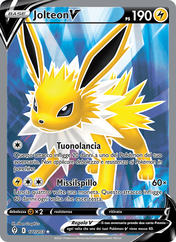 Jolteon V, card 177 from Evoluzioni Eteree