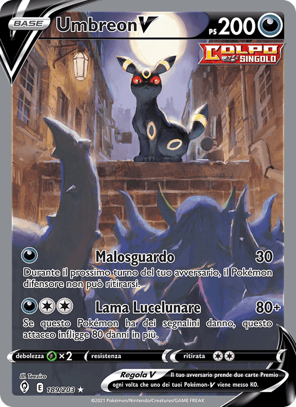 Umbreon V, carta 189 di Evoluzioni Eteree