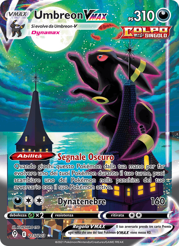 Umbreon VMAX, card 215 from Evoluzioni Eteree