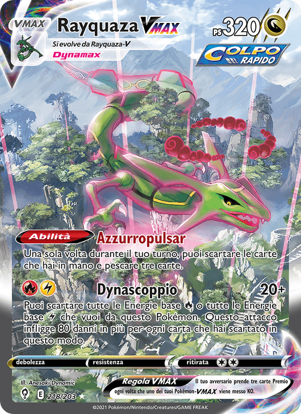 Rayquaza VMAX, carta 218 de Evoluzioni Eteree