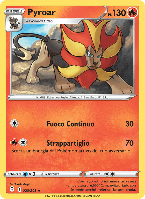 Pyroar, card 23 from Evoluzioni Eteree