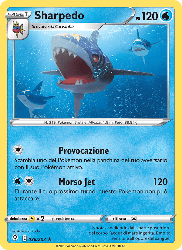Sharpedo, card 36 from Evoluzioni Eteree