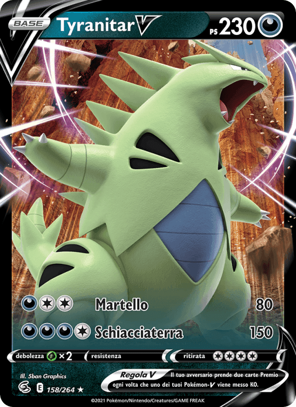 Tyranitar V, carta 158 di Colpo Fusione