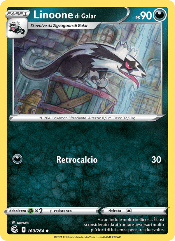 Linoone di Galar, card 160 from Colpo Fusione