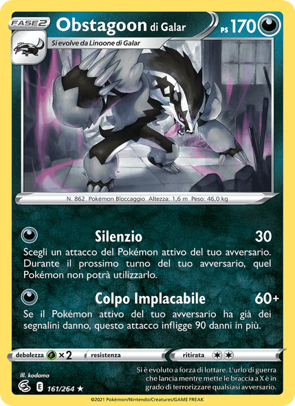 Obstagoon di Galar, card 161 from Colpo Fusione