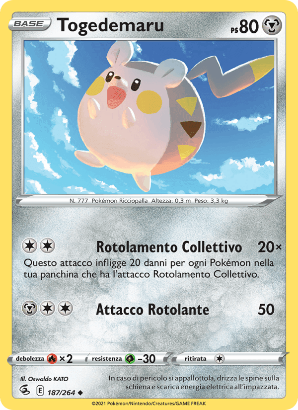 Togedemaru, card 187 from Colpo Fusione