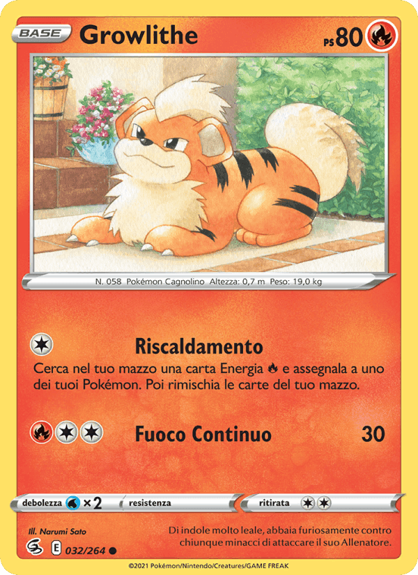 Growlithe, carta 32 di Colpo Fusione