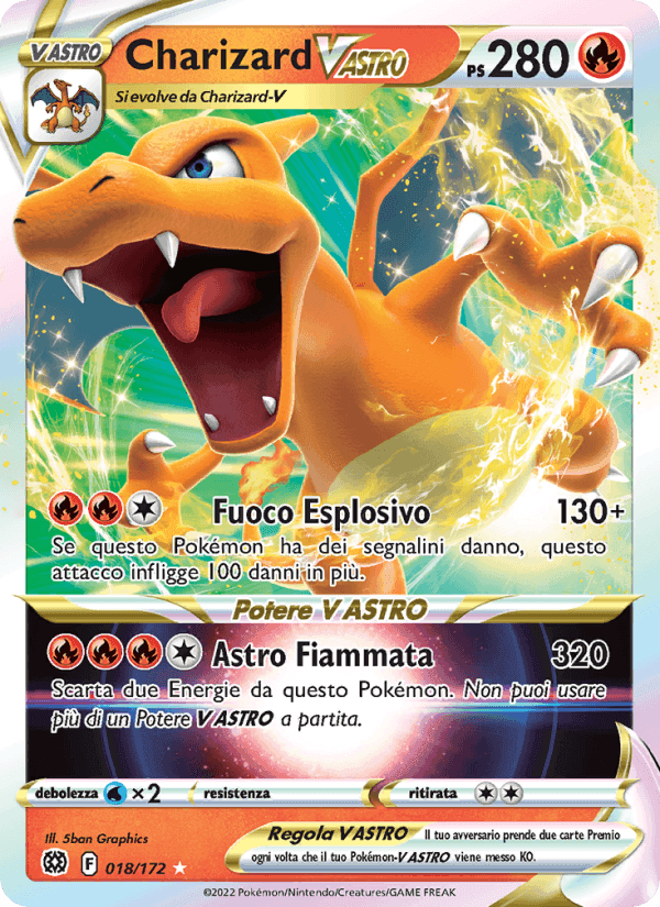 Charizard V ASTRO, carta 018 de Astri Lucenti