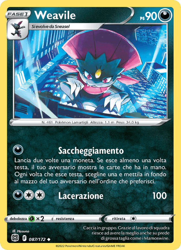 Weavile, carta 087 di Astri Lucenti