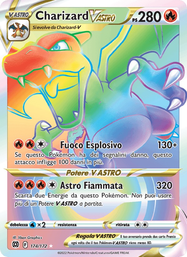 Charizard V ASTRO, carta 174 di Astri Lucenti