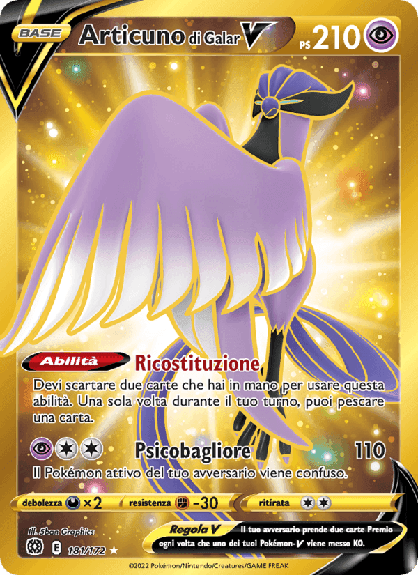 Articuno di Galar V, carta 181 di Astri Lucenti