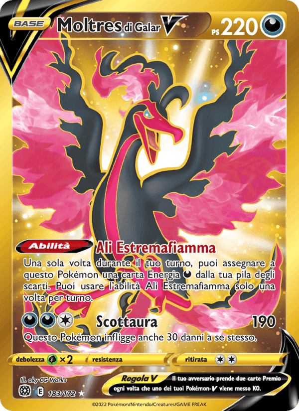 Moltres di Galar V, carta 183 di Astri Lucenti