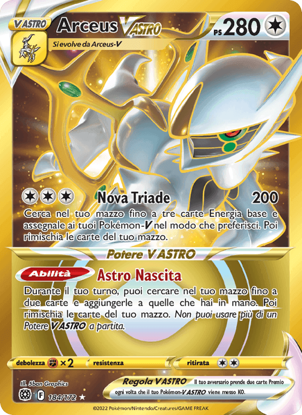 Arceus V ASTRO, card 184 from Astri Lucenti