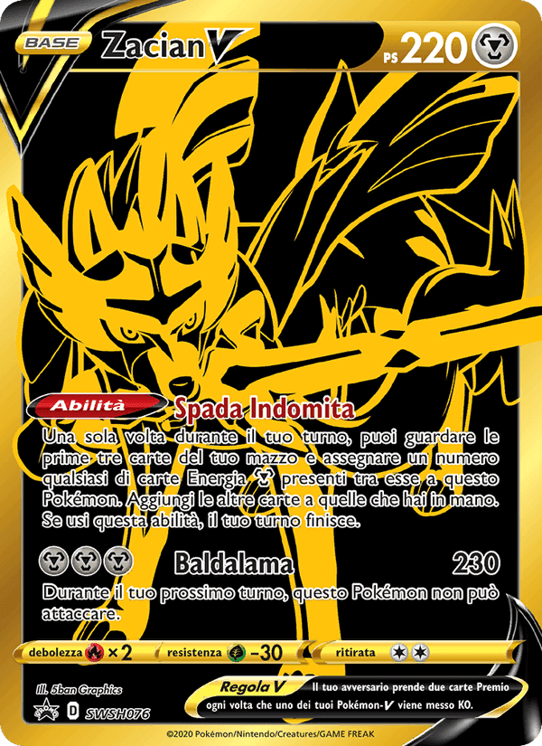Zacian V, carta SWSH076 di SPSC Promo