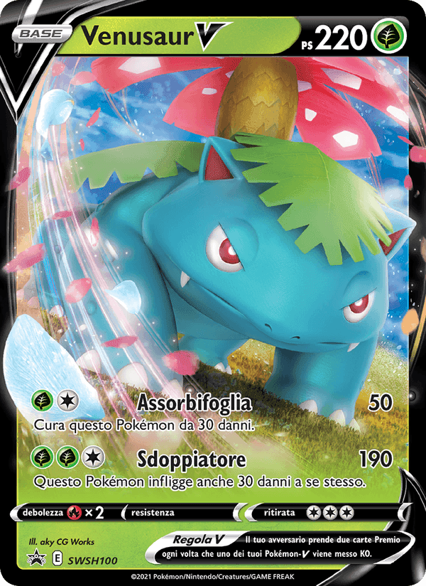 Venusaur V, carta SWSH100 de SPSC Promo