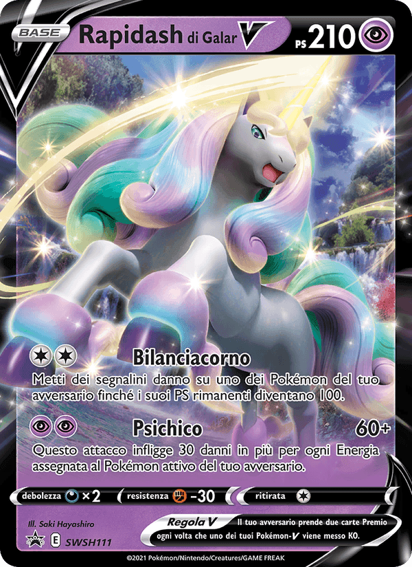 Rapidash di Galar V, carta SWSH111 de SPSC Promo