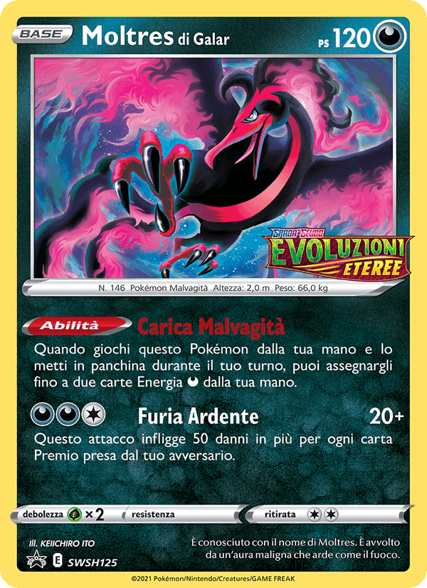 Moltres di Galar, carta SWSH125 di SPSC Promo