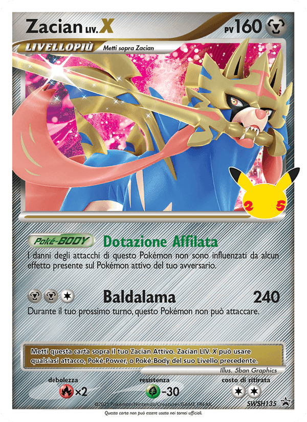 Zacian, carta SWSH135 di SPSC Promo