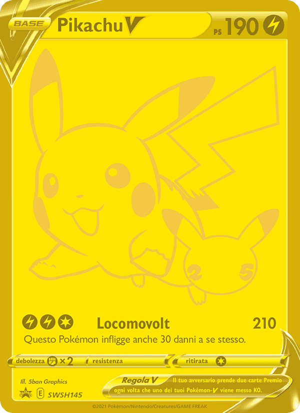 Pikachu V, card SWSH145 from SPSC Promo