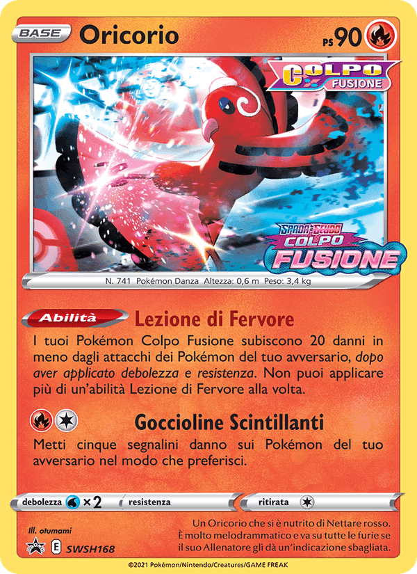 Oricorio, carta SWSH168 di SPSC Promo