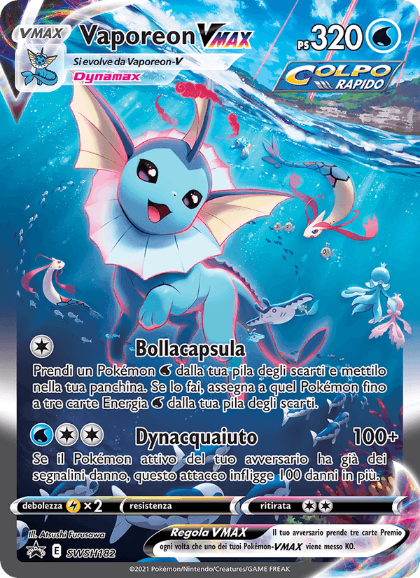 Vaporeon VMAX, carta SWSH182 di SPSC Promo