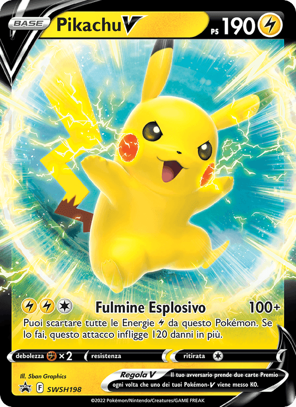 Pikachu V, carta SWSH198 di SPSC Promo