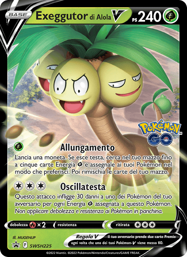 Exeggutor di Alola V, carta SWSH225 di SPSC Promo