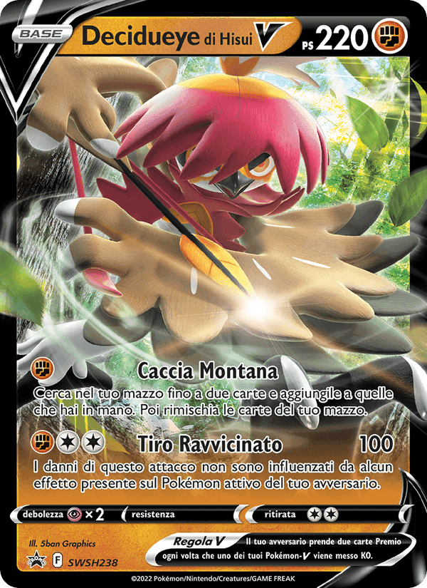 Decidueye di Hisui V, carta SWSH238 di SPSC Promo