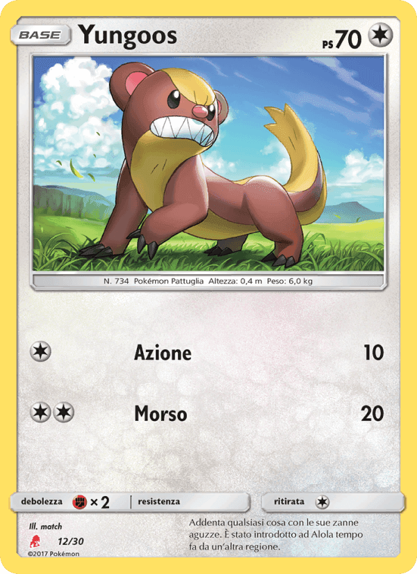Yungoos, carta 12 di Sole e Luna trainer Kit (Lycanroc)