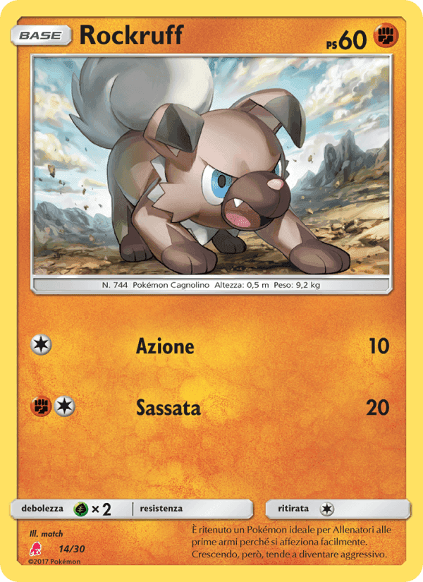 Rockruff, carta 14 de Sole e Luna trainer Kit (Lycanroc)