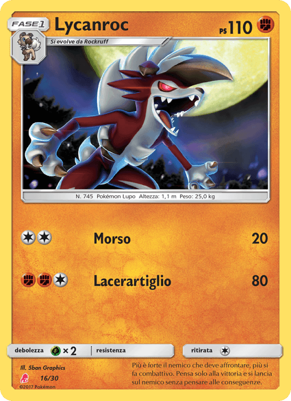 Lycanroc, carta 16 di Sole e Luna trainer Kit (Lycanroc)