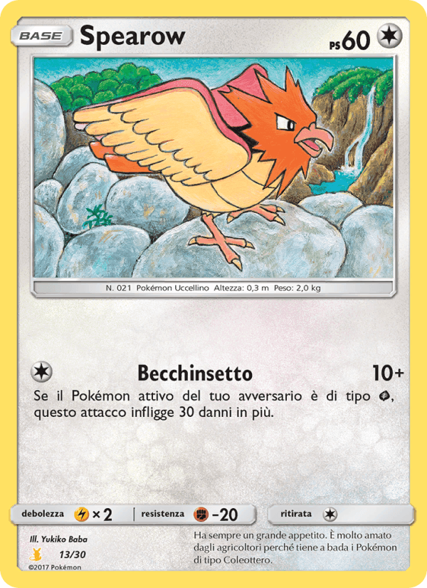 Spearow, carta 13 di Sole e Luna trainer Kit (Alolan Raichu)