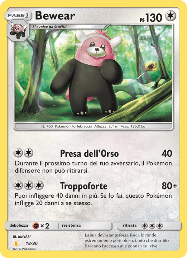 Bewear, carta 18 di Sole e Luna trainer Kit (Alolan Raichu)