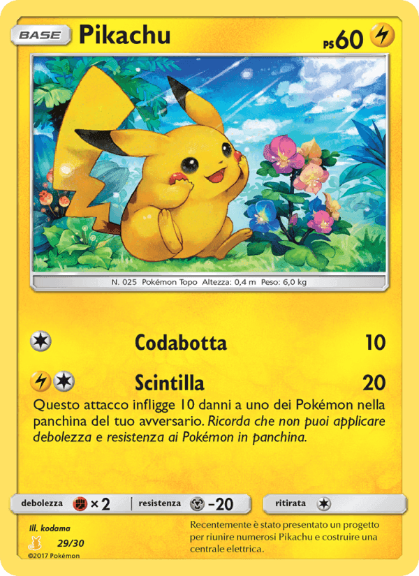 Pikachu, carta 29 di Sole e Luna trainer Kit (Alolan Raichu)