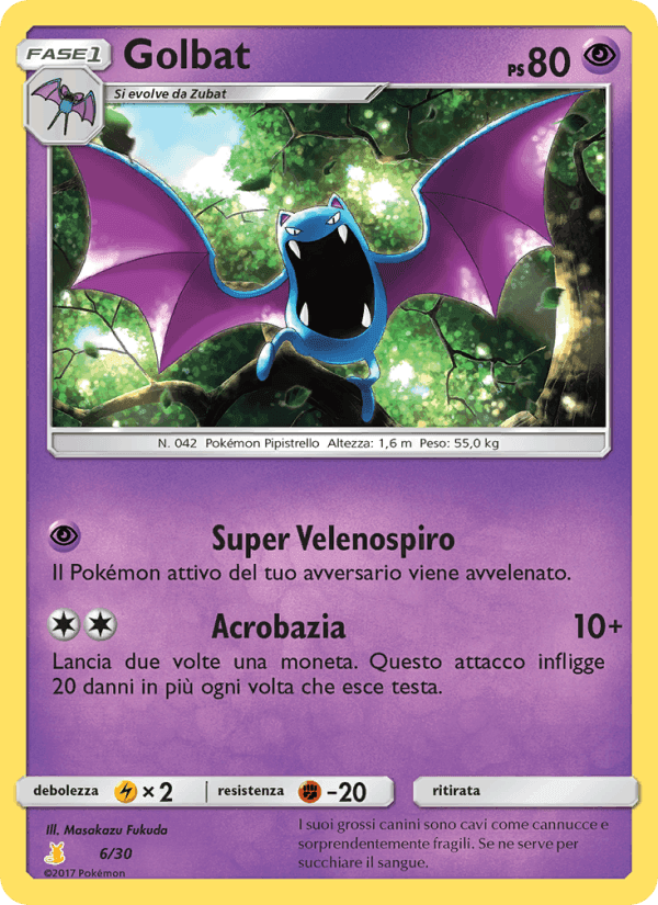 Golbat, carta 6 di Sole e Luna trainer Kit (Alolan Raichu)