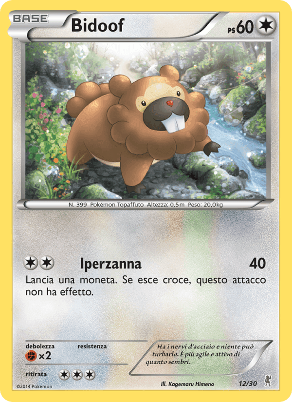 Bidoof, card 12 from XY trainer Kit (Bisharp)