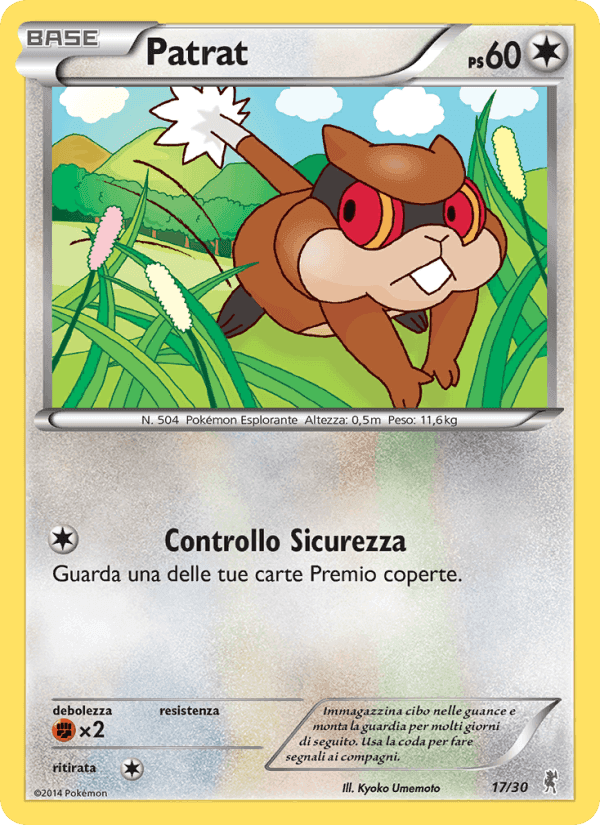 Patrat, carta 17 de XY trainer Kit (Bisharp)