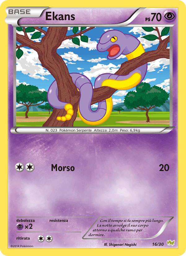 Ekans, card 16 from XY trainer Kit (Noivern)